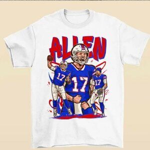 Josh Allen Cartoon Style Buffalo T-Shirt White